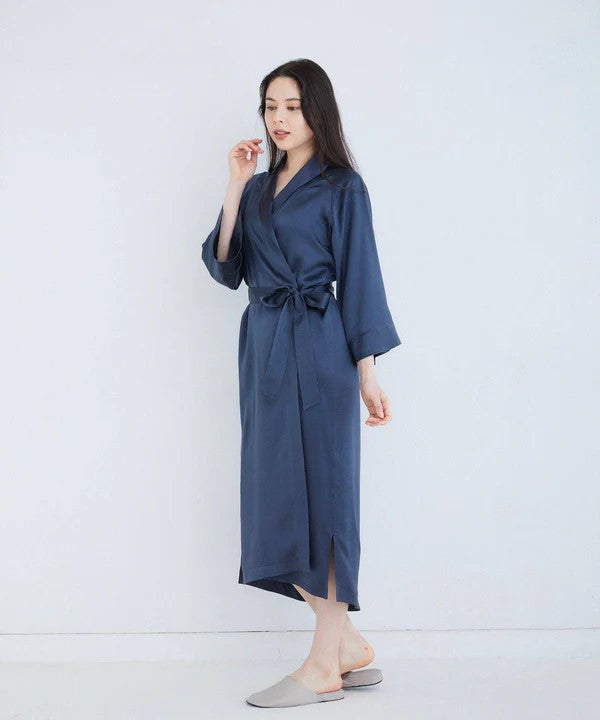 純真絲睡袍 木碳灰