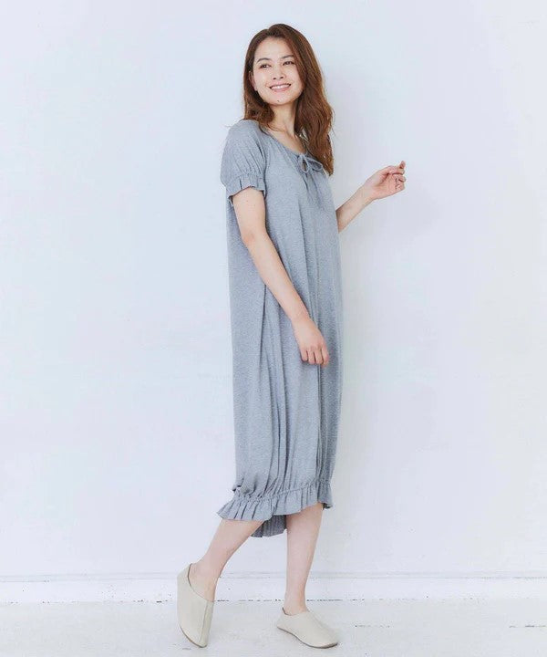 蘇文棉泡泡袖夏日洋裝 經典灰